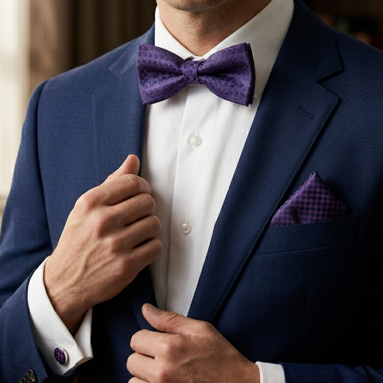 Royal Plum Midnight Bow Tie Set