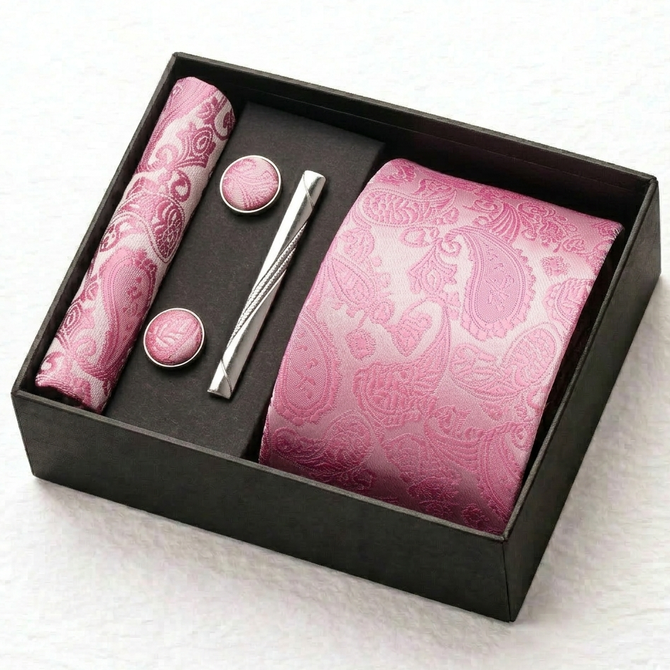 Mayfair Blush Pink Paisley Tie Set